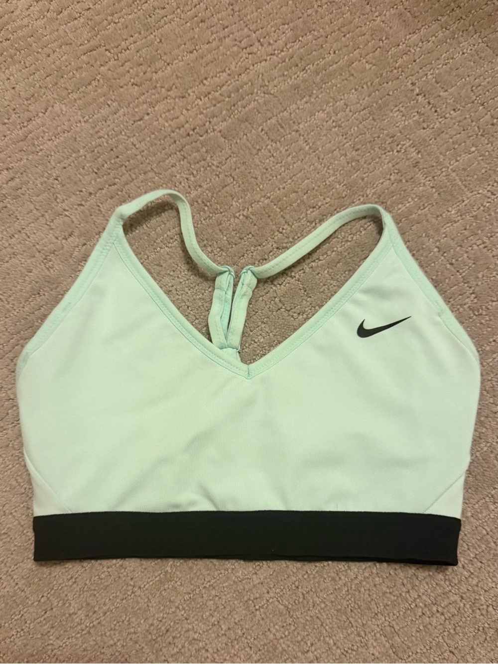 Nike Mint Green Sports Bra with Black Band and Swoosh